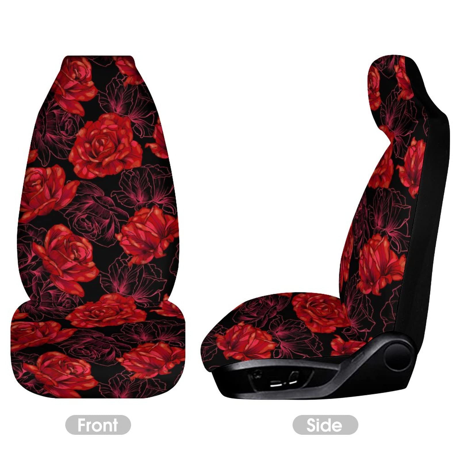 Amazon | カーシートカバー 車シートカバー 赤いバラ 花柄 薔薇 美しい 