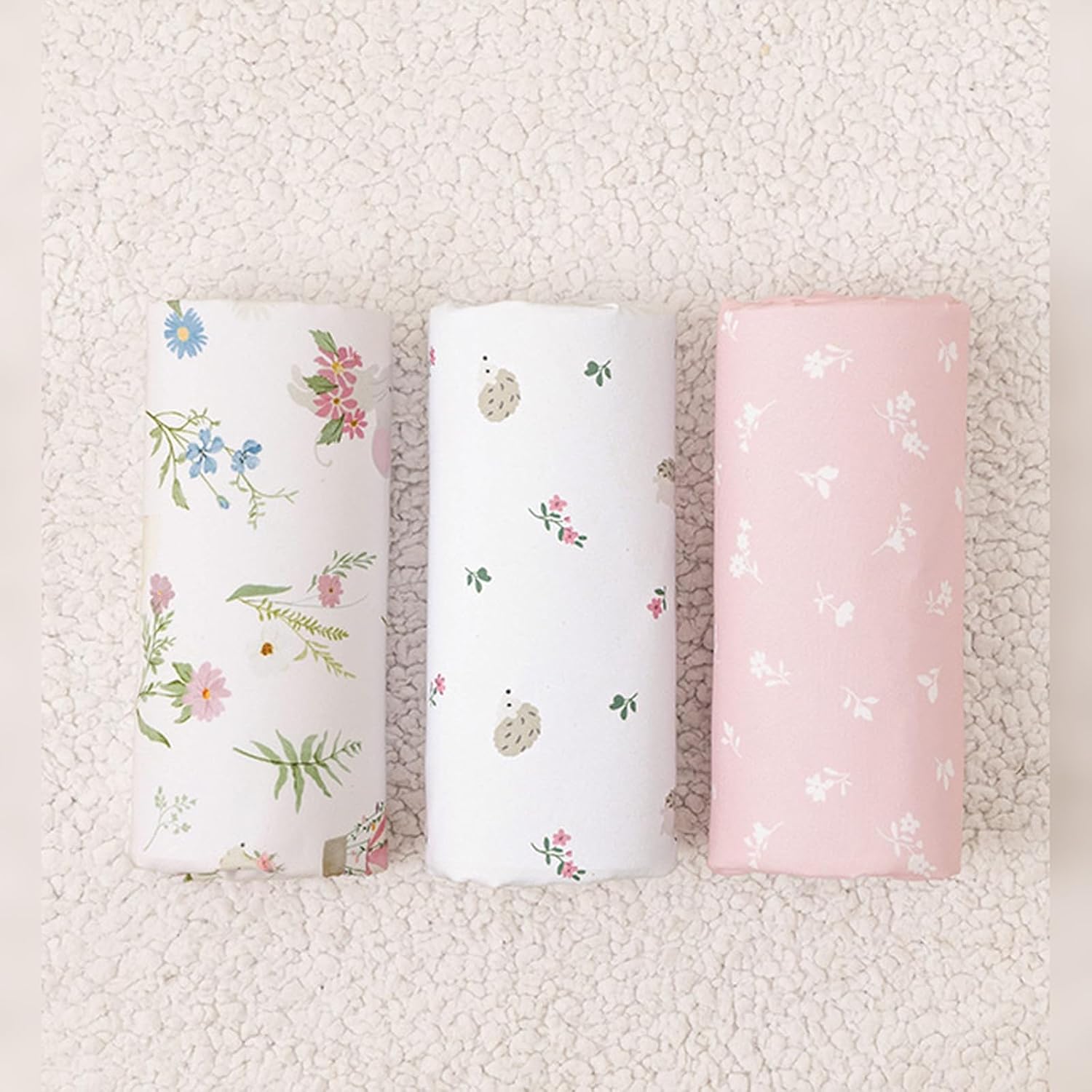 PHF 3 Pack Soft Floral & Animal Crib Sheets Fitted, Comfy Breathable Baby Sheets for Boys Girls, 28x52 Inches Fits Standard Crib and Toddler Mattresses, Floral & Animal