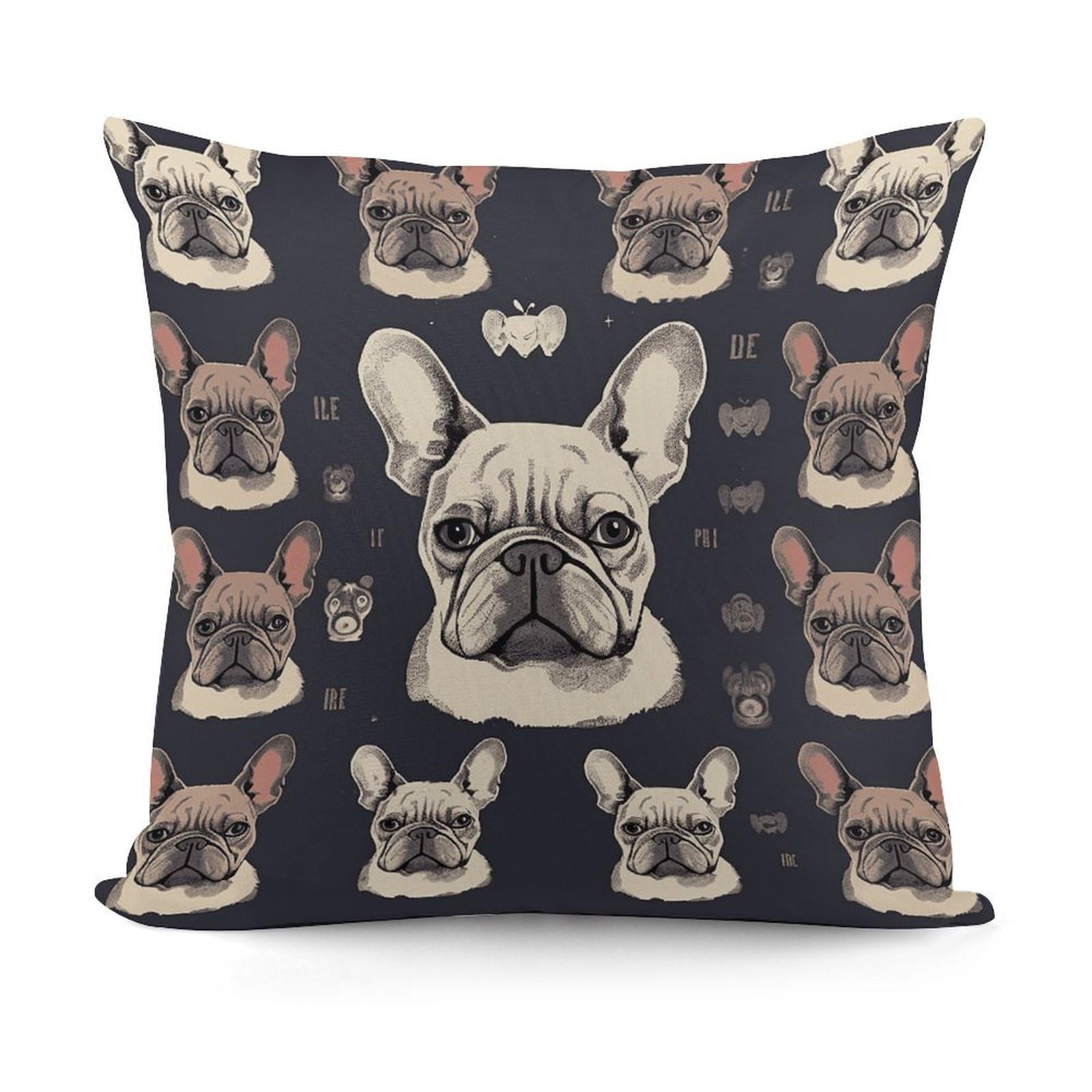 VstaDank I Love French Bulldog Throw Pillow Cover Soft Square Cushion Cover Art Artwork Pillow Covers Mordern Couch Pillow Covers Decorative Cushion Case for Chair Couch Bedroom Living Room
