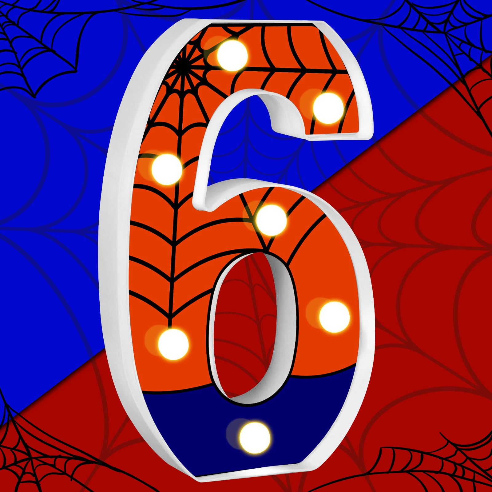 Spider Light up Numbers Spider Birthday Decorations Happy Birthday Light up Sign for Spider Decorations Spider Party Favors Spider Birthday Party Supplies (Number 6)