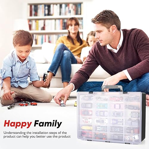 Miniatura 7 de RHCOM Organizador de juguetes, 72 compartimentos. Caja de almacenamiento de juguetes compatible con autos de ruedas calientes, autos de caja de