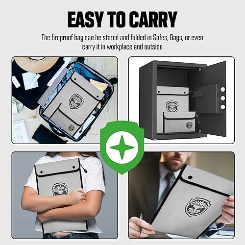 Miniatura 5 de Bolsa de documentos ignífuga, bolsillo impermeable con cierre de cremallera, bolsa de almacenamiento para objetos de valor, archivo de documentos A4