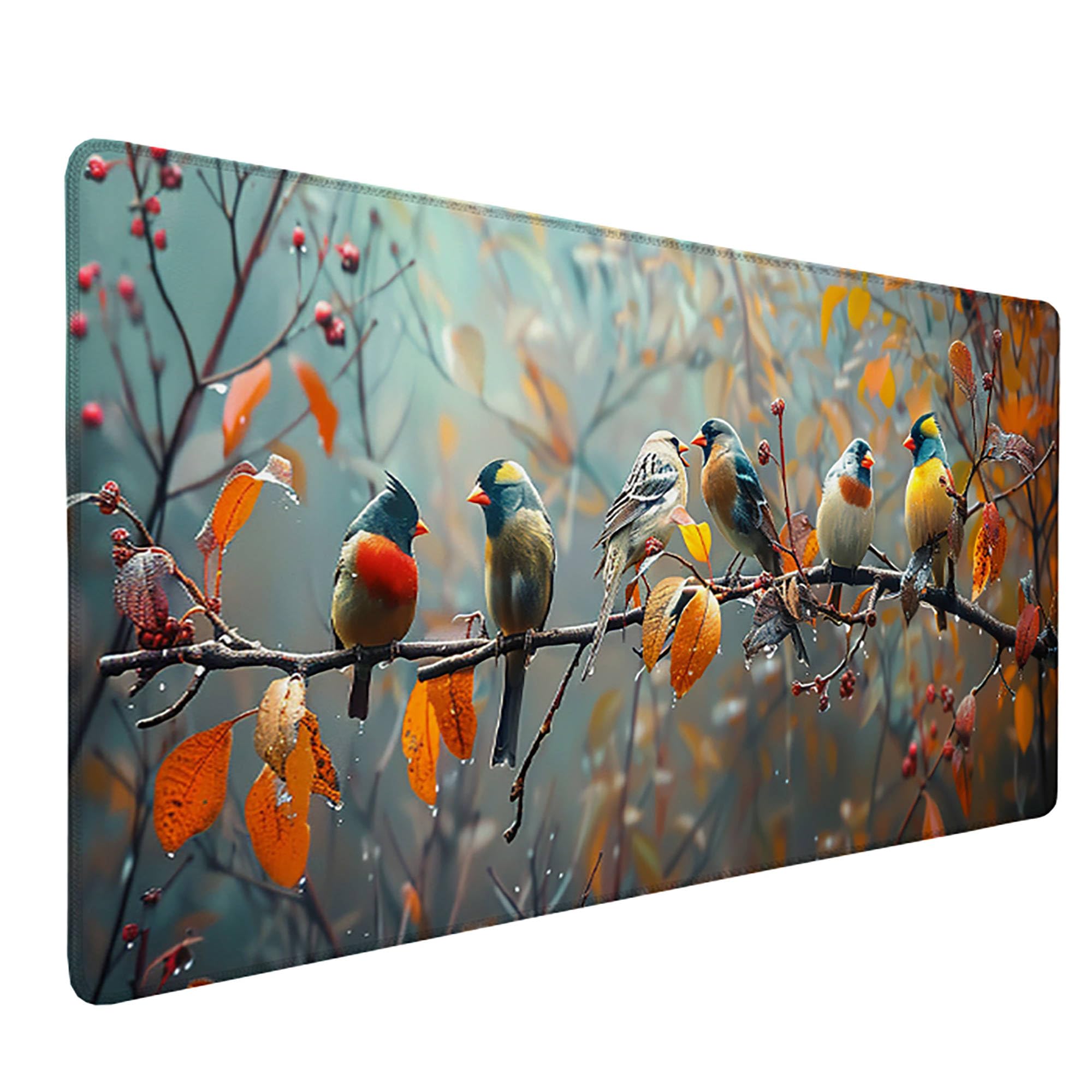 Żółta podkładka pod mysz XXL, podkładka na biurko, 1200 x 600 cm, szyte krawędzie, podkładka pod mysz, gumowa podstawa, ptak, podkładka pod mysz, stabilna przyczepność na gładkich powierzchniach,