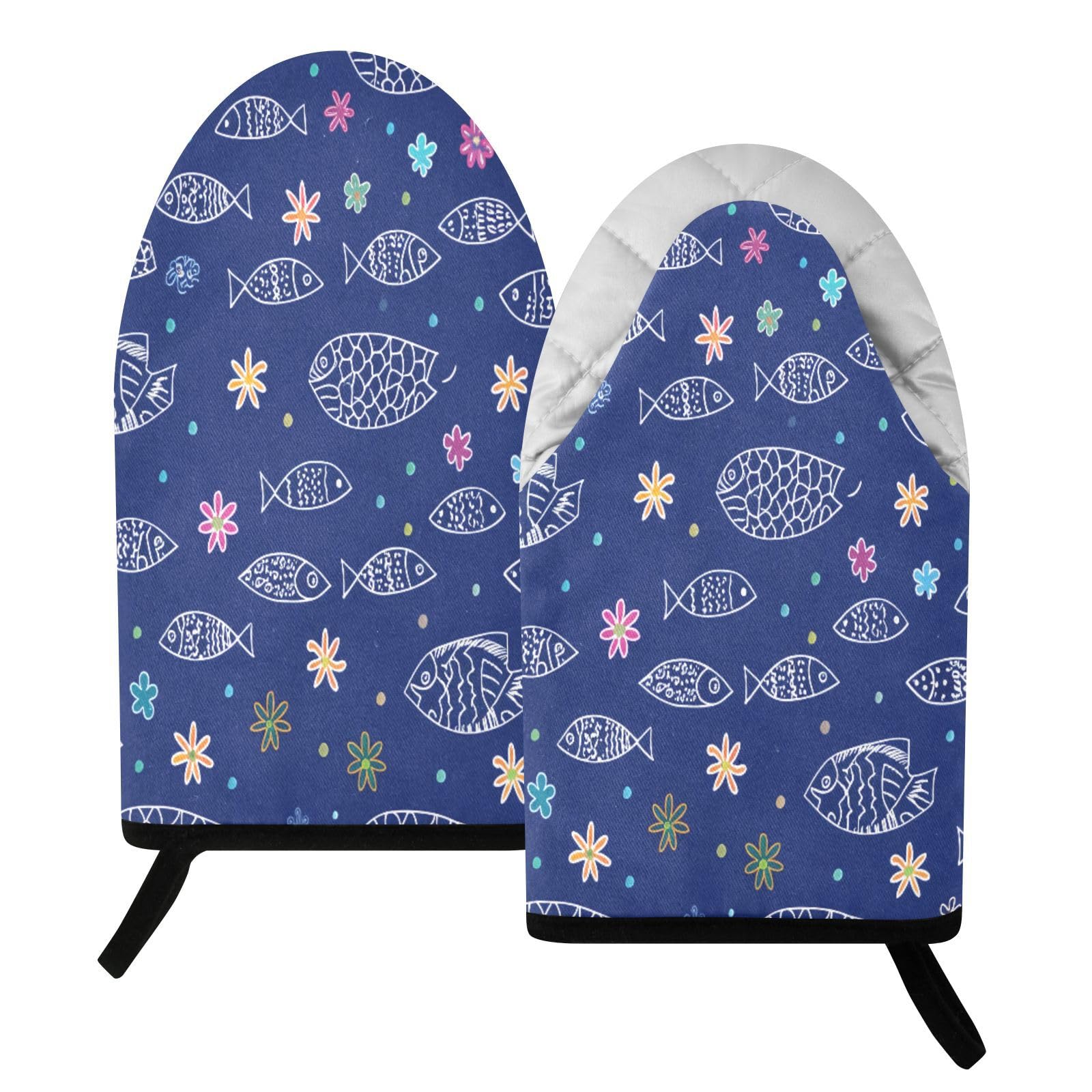 BURSTDDY Cartoon Fish Oven Mitt,Heat Resistant Kitchen Mitts for Cooking