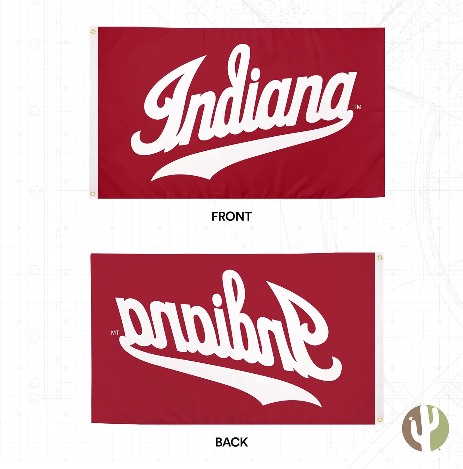 Desert Cactus Indiana University IU Flag - 3 x 5 Feet Hoosiers Banner, Indoor/Outdoor Durable Fabric, 100% Polyester Design (Style 5)