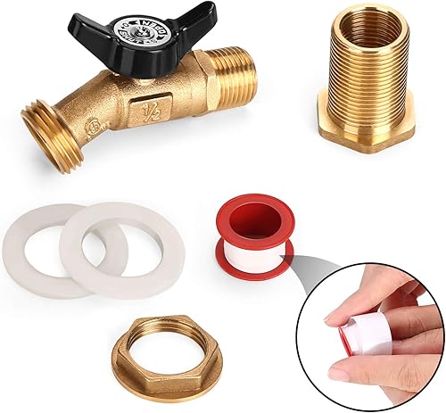 Miniatura 10 de WADEO Espiga de válvula de bola de cuarto de vuelta de barril de lluvia de latón con montaje de mamparo