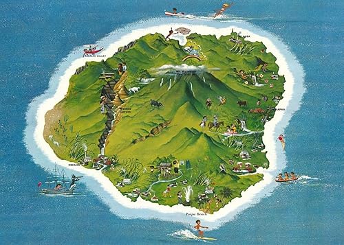Mapa de la isla de Kauai 1968 Rompecabezas para adultos de 1000 piezas Regalos de cumpleaños Entretenimiento familiar Hecho a mano