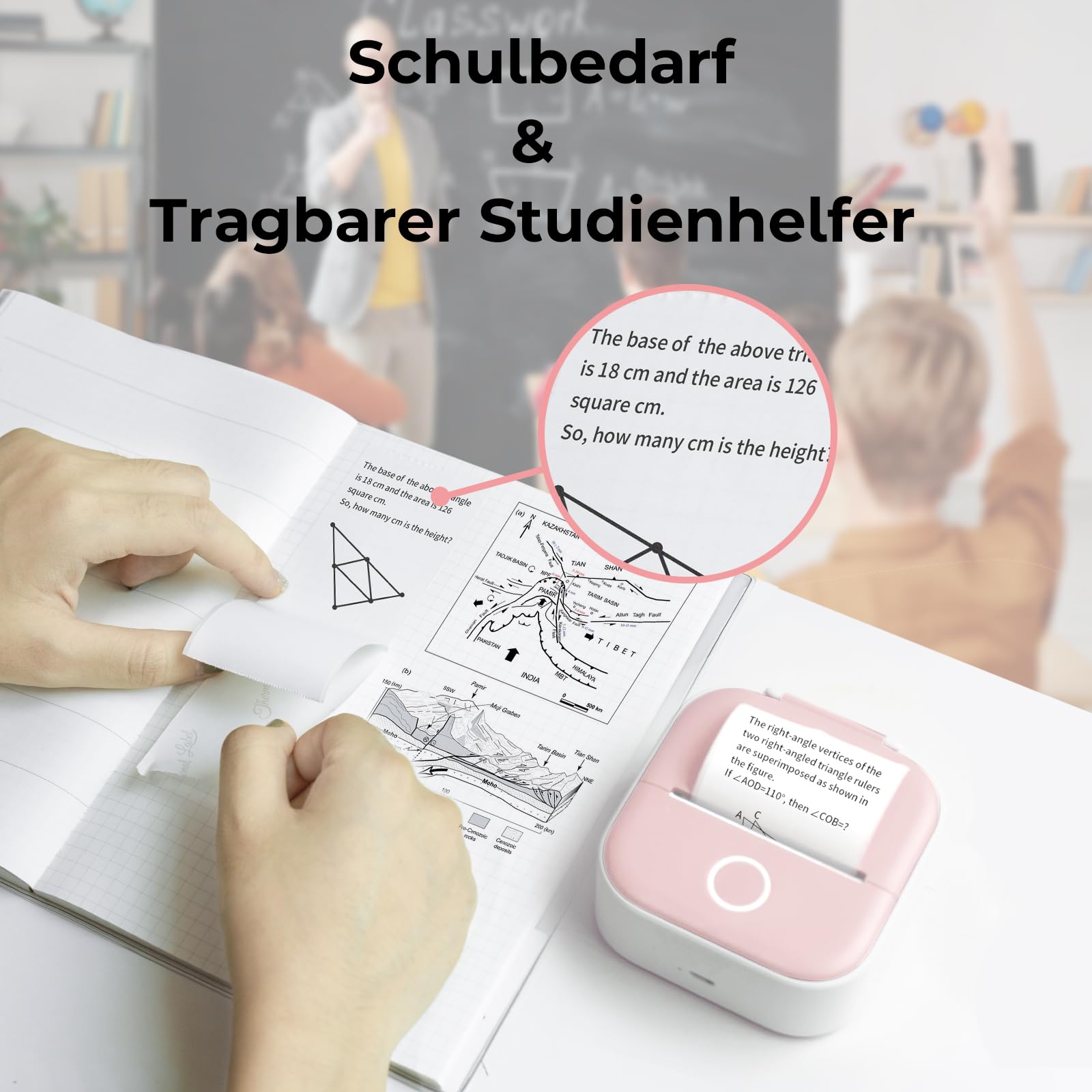 Mini Imprimante Thermique Portable T02, Autocollant pour Téléphones et Tablettes, Compatible iOS Android