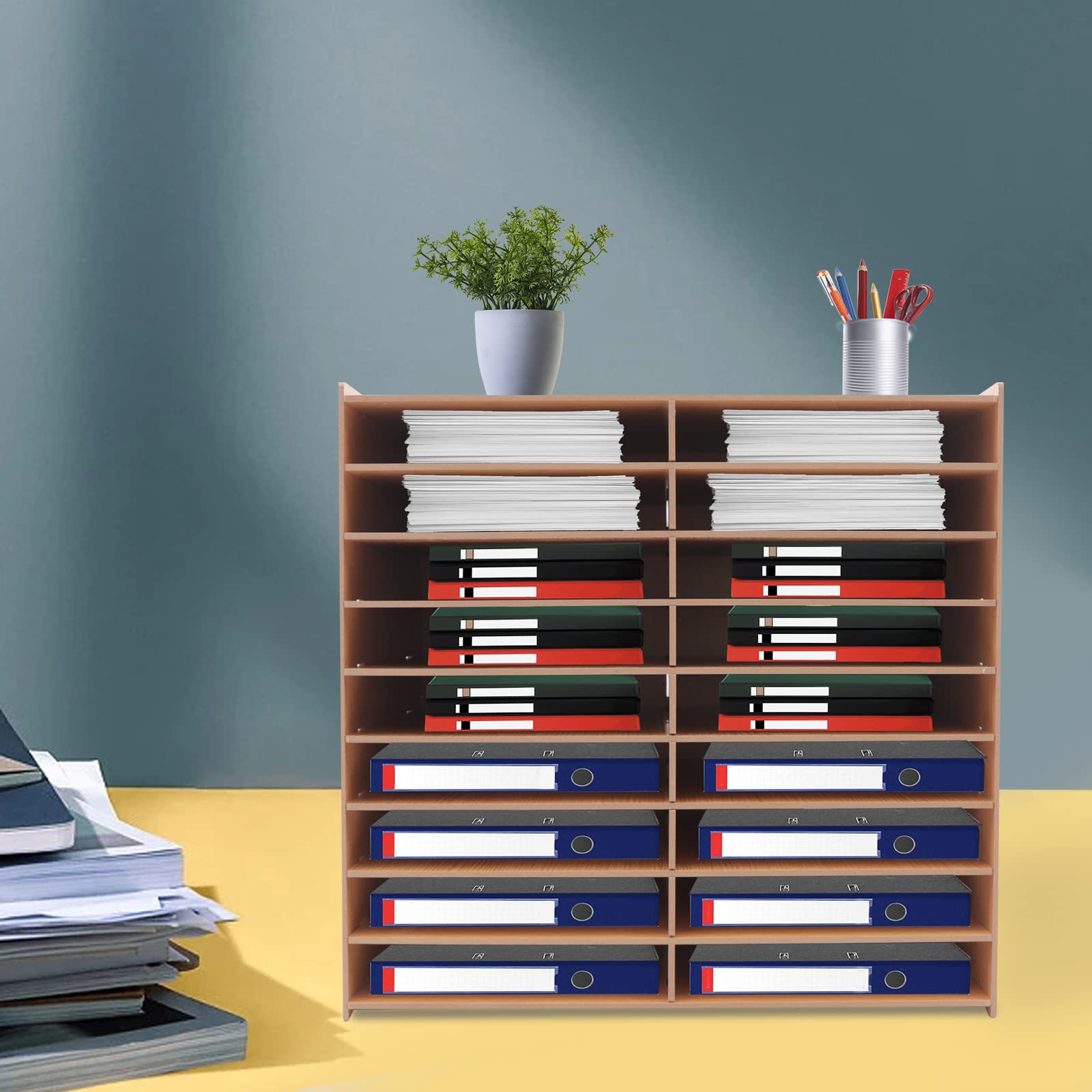 Portalettere in legno, organizer da scrivania, organizer per documenti, File Literature Organize, stile versatile, anello in gomma, per la maggior parte delle occasioni, come ad esempio studio, casa