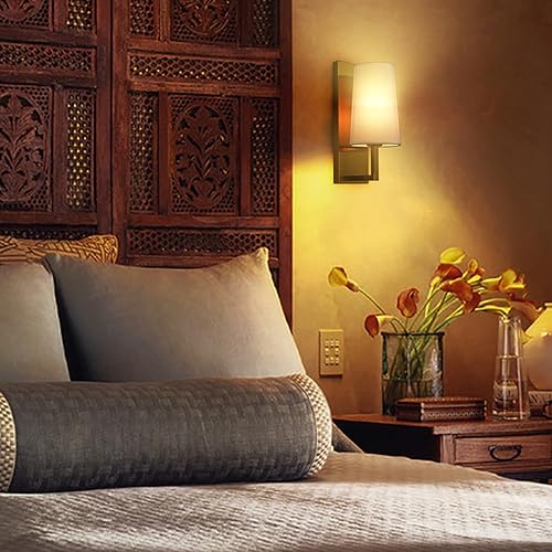 Miniatura 2 de Juego de dos apliques de pared dorados de tela moderna de mediados de siglo, iluminación de pared, lámpara de pared de latón para dormitorio,