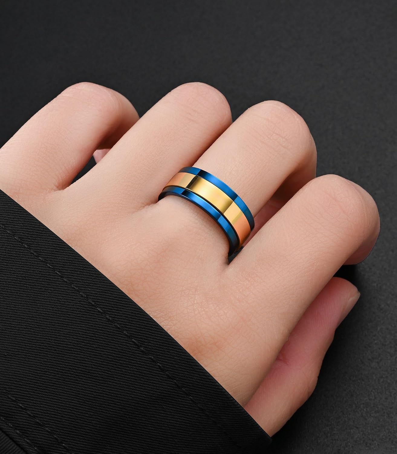 King Ring 8mm Flat Spinner Stainless Steel Fidget Rings – Designed in USA image 4