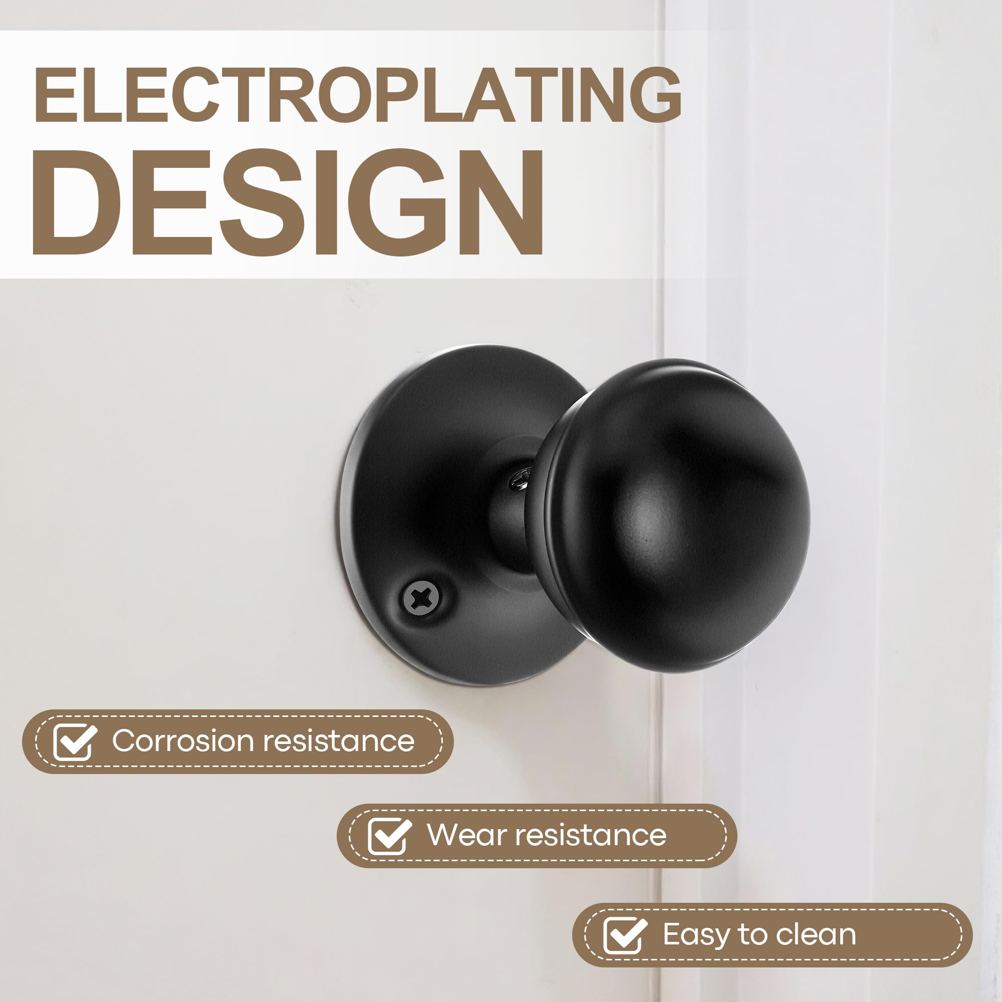Matte Black Door Knobs - Retro Style Set -5
