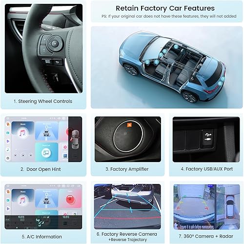 Miniatura 3 de Roadanvi 10.2 "Android 12 coche estéreo para Toyota Corolla 2014 2015 2016 Carplay Android Auto coche radio WiFi+4G LTE 1280x720 QLED pantalla