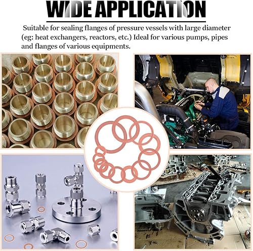 Miniatura 7 de Rustark Kit surtido de 320 arandelas planas de cobre, arandelas métricas de sellado M5 M6 M8 M10 M12 M14 M16 M20 (12 tamaños)