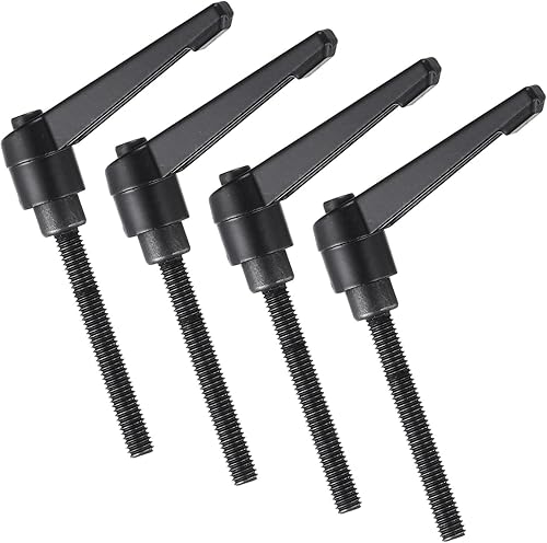 Miniatura 24 de uxcell 4 manijas de palanca de sujeción, perno macho roscado de acero al carbono de óxido negro M8 x 0.59 pulgadas, asas ajustables de bloqueo
