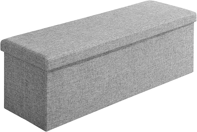 Deuba Storage Ottoman | 100 L | Foam Padded Bench Chest with Removable Lid | Decorative Shoe Storage Box | Bedroom Hallway Lounge Furniture | Grey