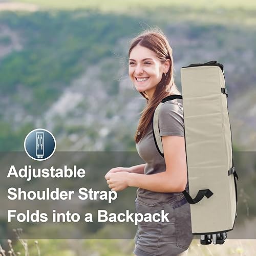 Miniatura 7 de ptlsy Silla de camping plegable con toldo, silla de playa con toldo con portavasos, bolsa enfriadora para campamento, pesca, playa, deportes y