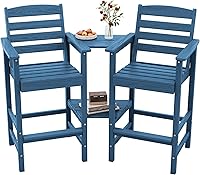 Vista 12 de SERWALL Juego de 2 sillas Adirondack altas con mesa de conexión, color gris