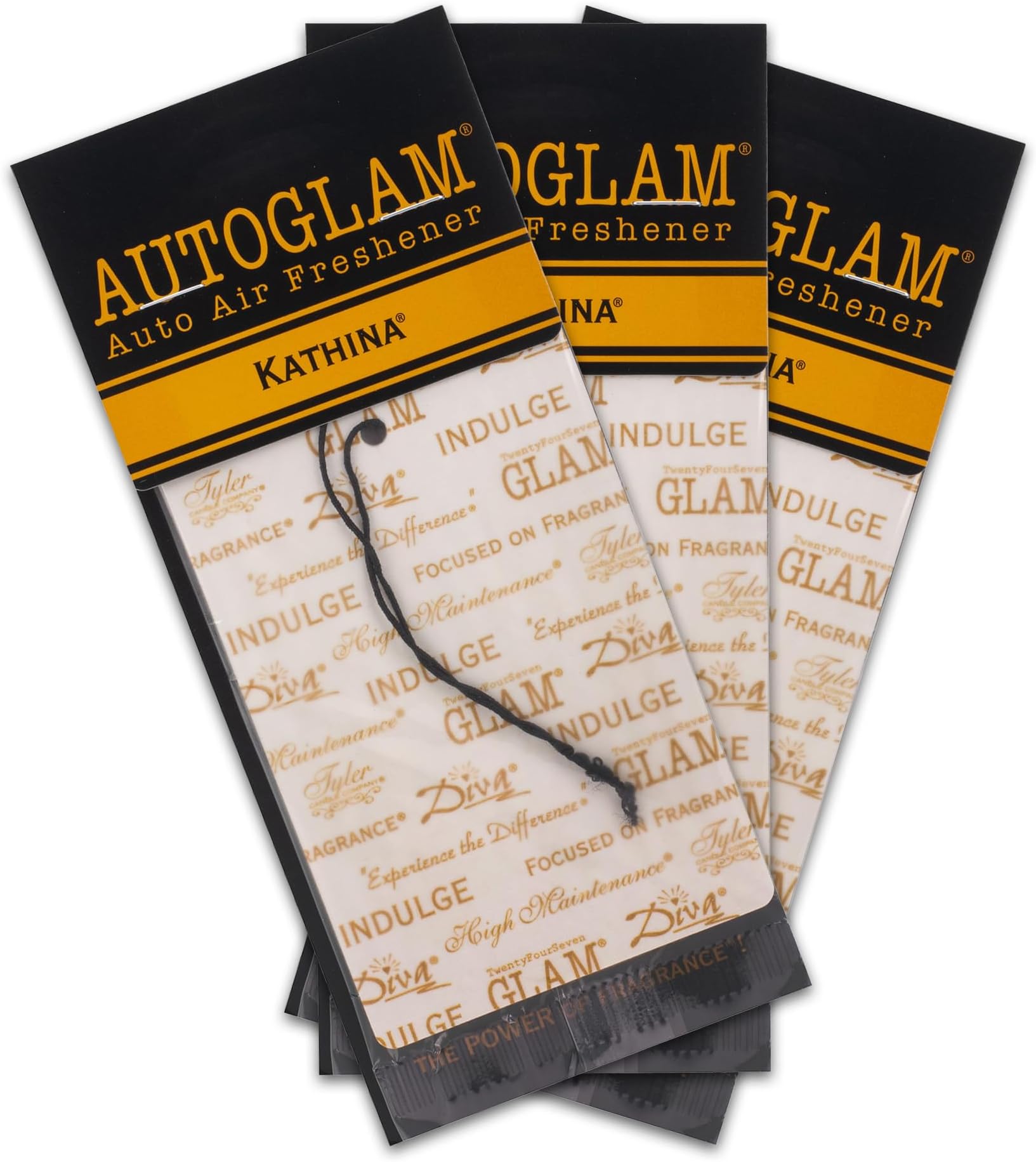 Tyler Candle Kathina Autoglam Ivory And Gold 4.5 x 3 Cardboard Auto Air Freshener Mirror Hanger, Pack of 3