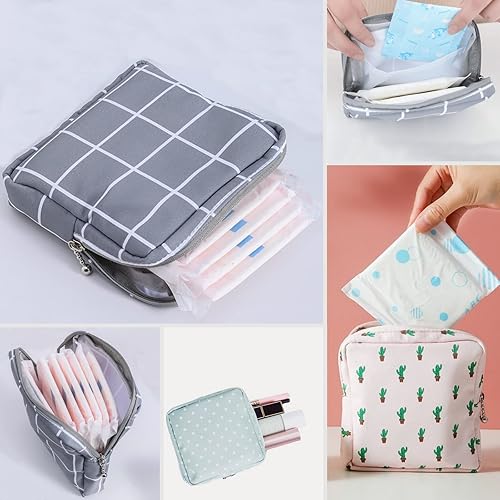 Miniatura 4 de Bolsa de almacenamiento portátil para servilletas sanitarias, 4 piezas de bolsa reutilizable para adolescentes y mujeres, bolsas de almohadilla para