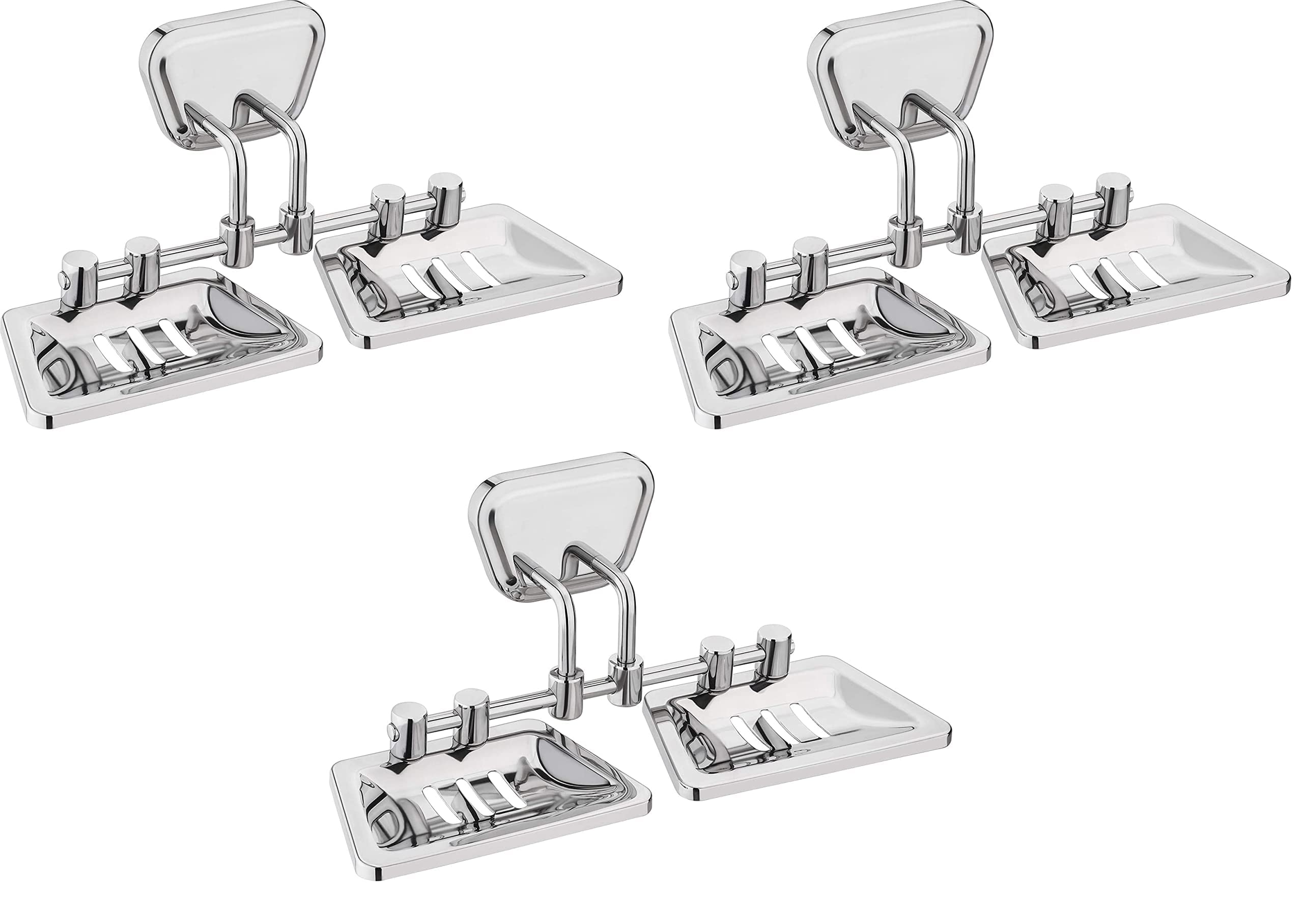 FORTUNE Double Soap Dish Stainless Steel 304 Soap Case | Soap Holder | Soap Stand for Bathroom, Kitchen Sink Wall Mounted | Chrome Finish Bathroom Accessories (Pack of 3) (B09H5MT97G) Amazon Price History, Amazon Price Tracker