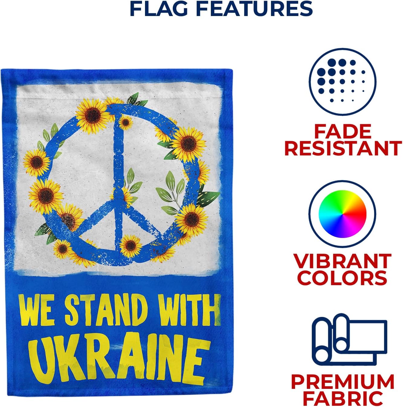 America Forever We Stand with Ukraine House Flag 28x40 inch Double Sided Outdoor Yard Decorative Russia Conflict Stop the War Support National Peace Flag