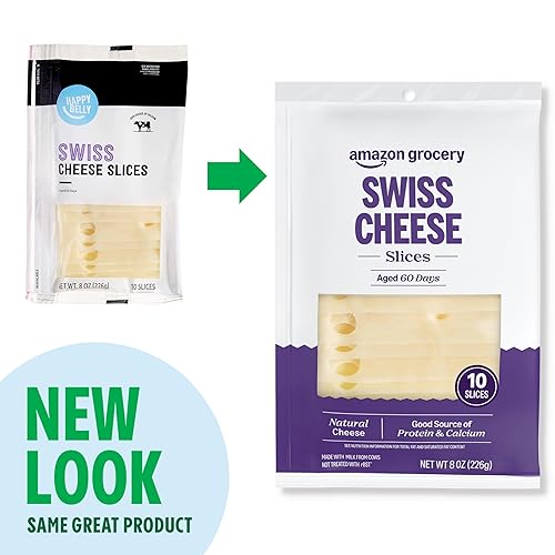 Miniatura 2 de Marca Tienda  Happy Belly - Queso suizo en rodajas, 10 rebanadas, 8 onzas