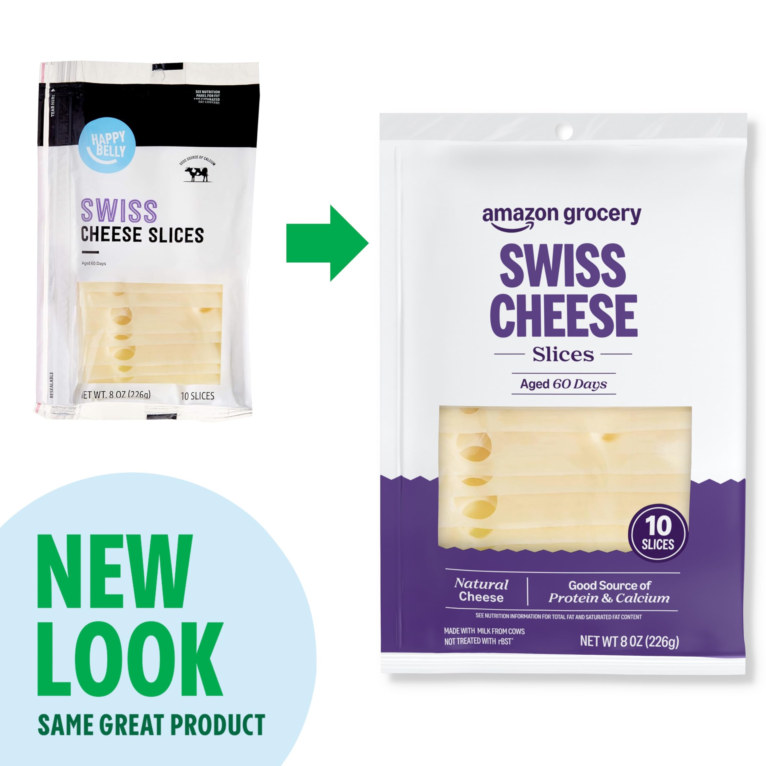 Amazon Grocery Swiss Cheese 8 Oz 10 Slices Previously Happy Belly Packaging May Vary — view 2