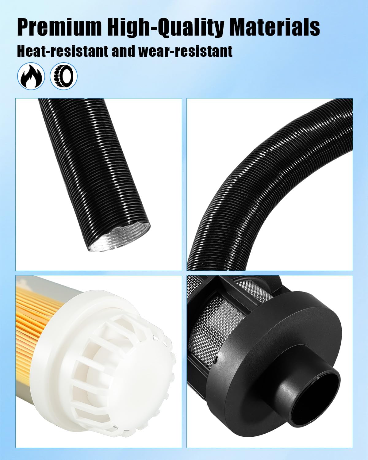 25mm Diesel Heater Air Intake Pipe Hose with Dual Filters and Clamp Connector Fit for Webasto Air Top 2000 Eberspacher D2 Chinese Diesel Heaters 2KW–5KW