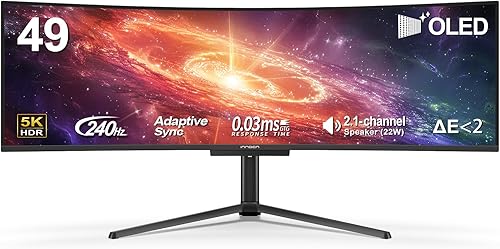 INNOCN Monitor curvo OLED 49Q1S de 49" para juegos 5120 x 1440p 240Hz, 0.03ms, USB tipo C 90W, HDMI 2.1, DisplayPort, concentrador USB, altavoces