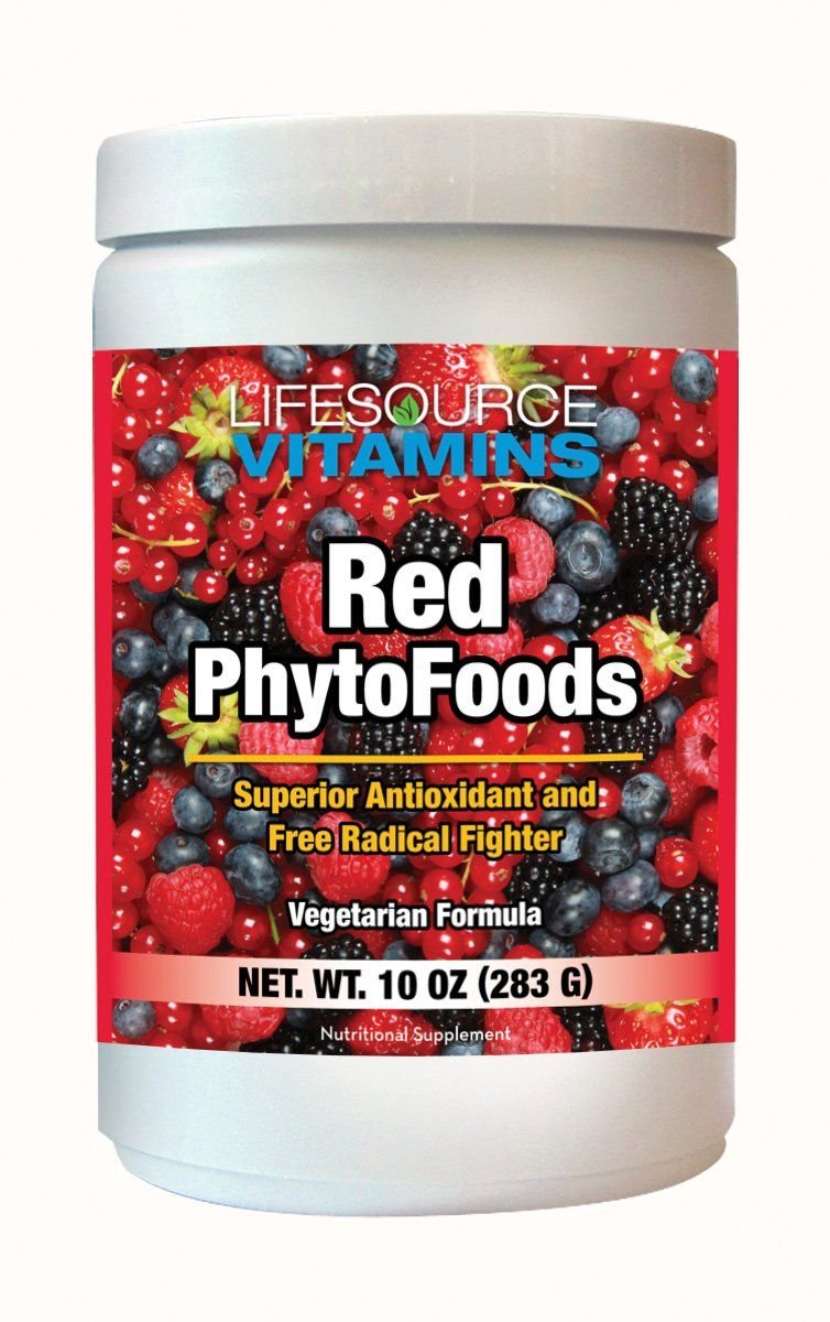 LifeSource Vitamins Red Phyto Foods 10 oz Powder - 33 Servings - 9 Servings of Fruit Per Serving - F