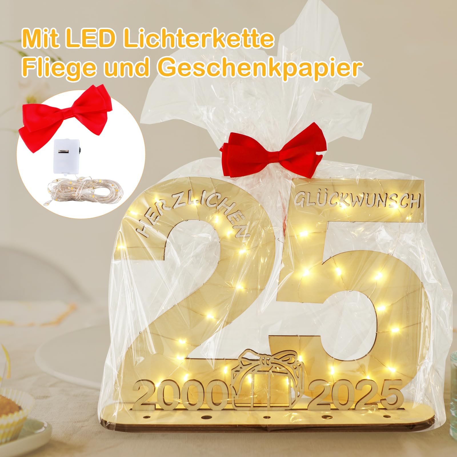 Regalo Di Compleanno Originale In Legno Con Luci LED: Kit Fai Da Te Personalizzabile Con Numeri, Decorazione Per Matrimoni, Anniversari - 2
