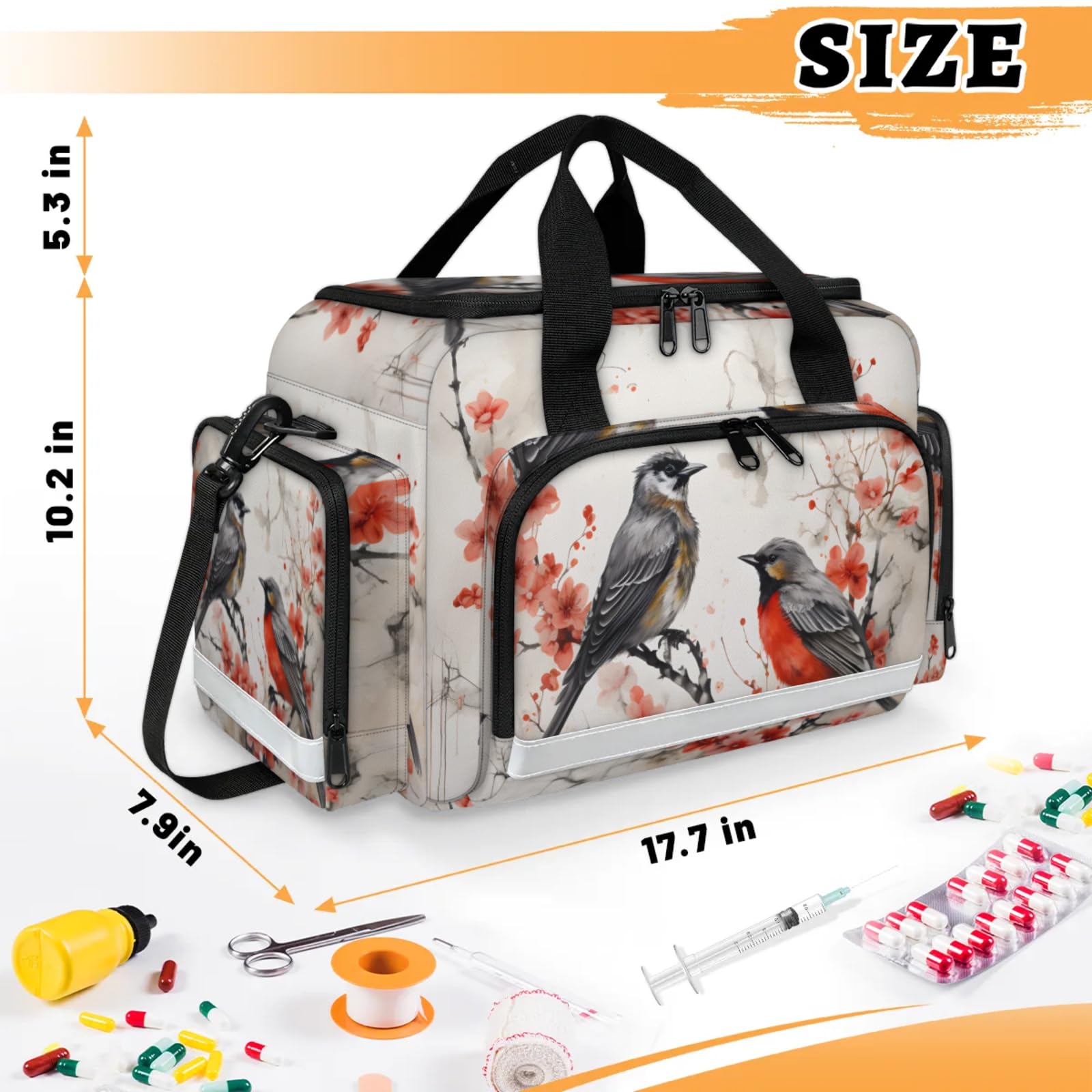 GzLeyigou First Aid Bags Empty, Exceptional Birds Emergency Bag First Aid Kit Multiple Compartment Kit Carrier On Call Trauma Bag For Paramedics Emergency Medical Supplies Kit