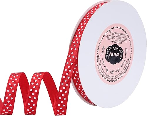 Miniatura 26 de VATIN Cinta de grogrén de lunares para manualidades, carrete de 1-1/2 pulgadas de ancho por 10 yardas, color verde manzana con puntos blancos, uso