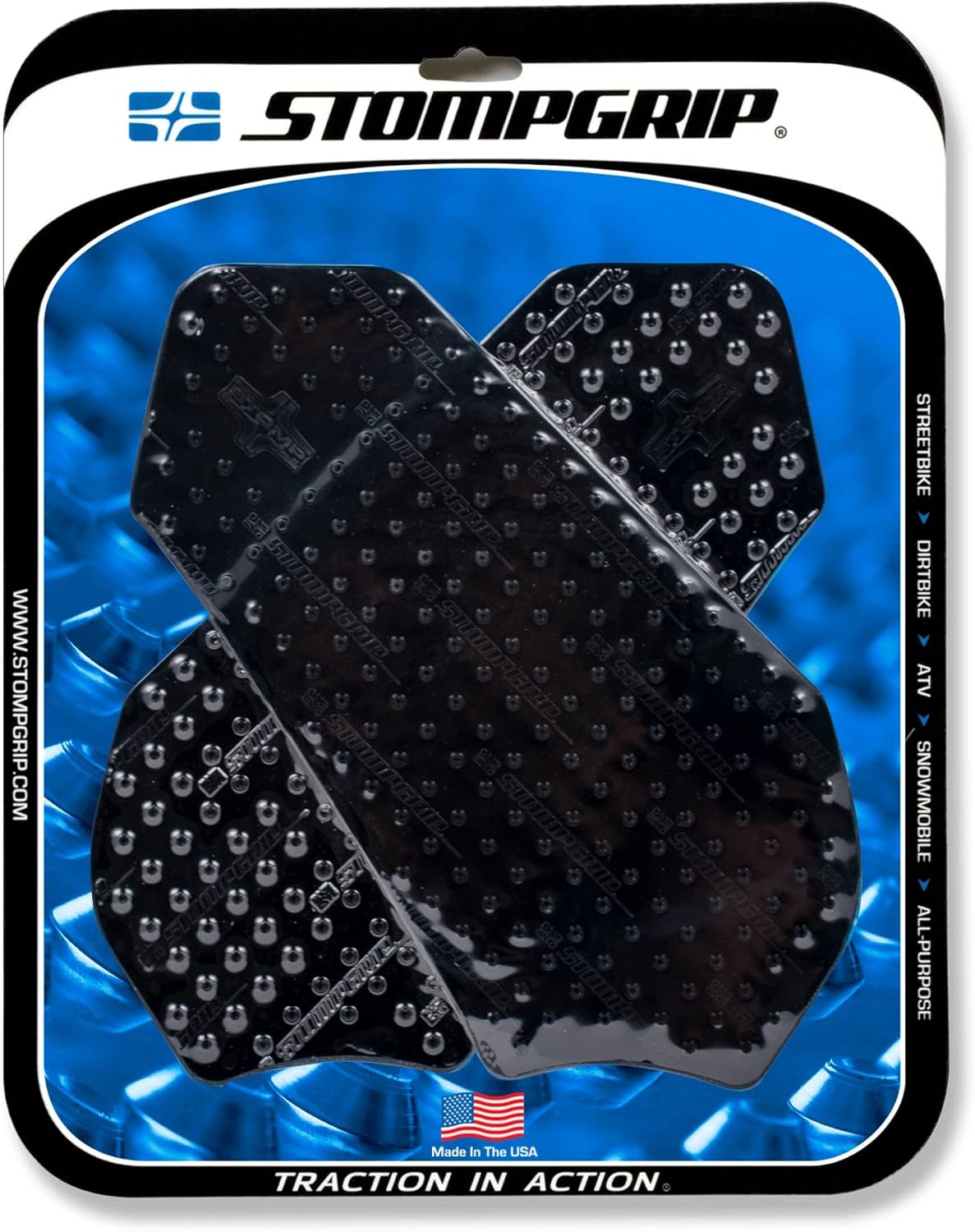 Stompgrip Motorcycle Traction Pads - STREET BIKE TANK GRIPS - VOLCANO - 0057 (Black)