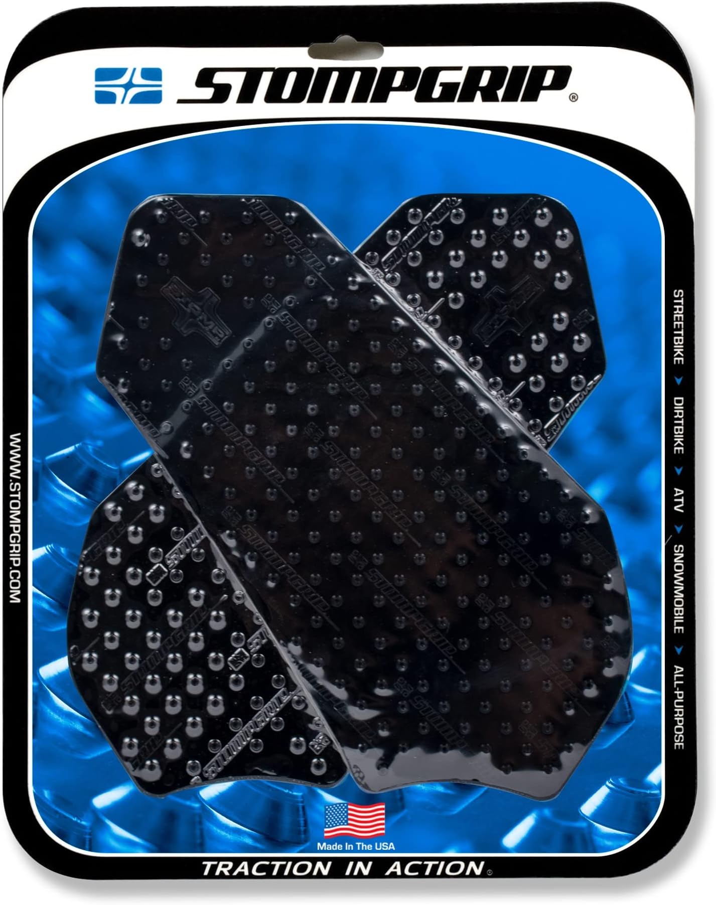 Stompgrip Motorcycle Traction Pads - STREET BIKE TANK GRIPS - VOLCANO - 0057 (Black)
