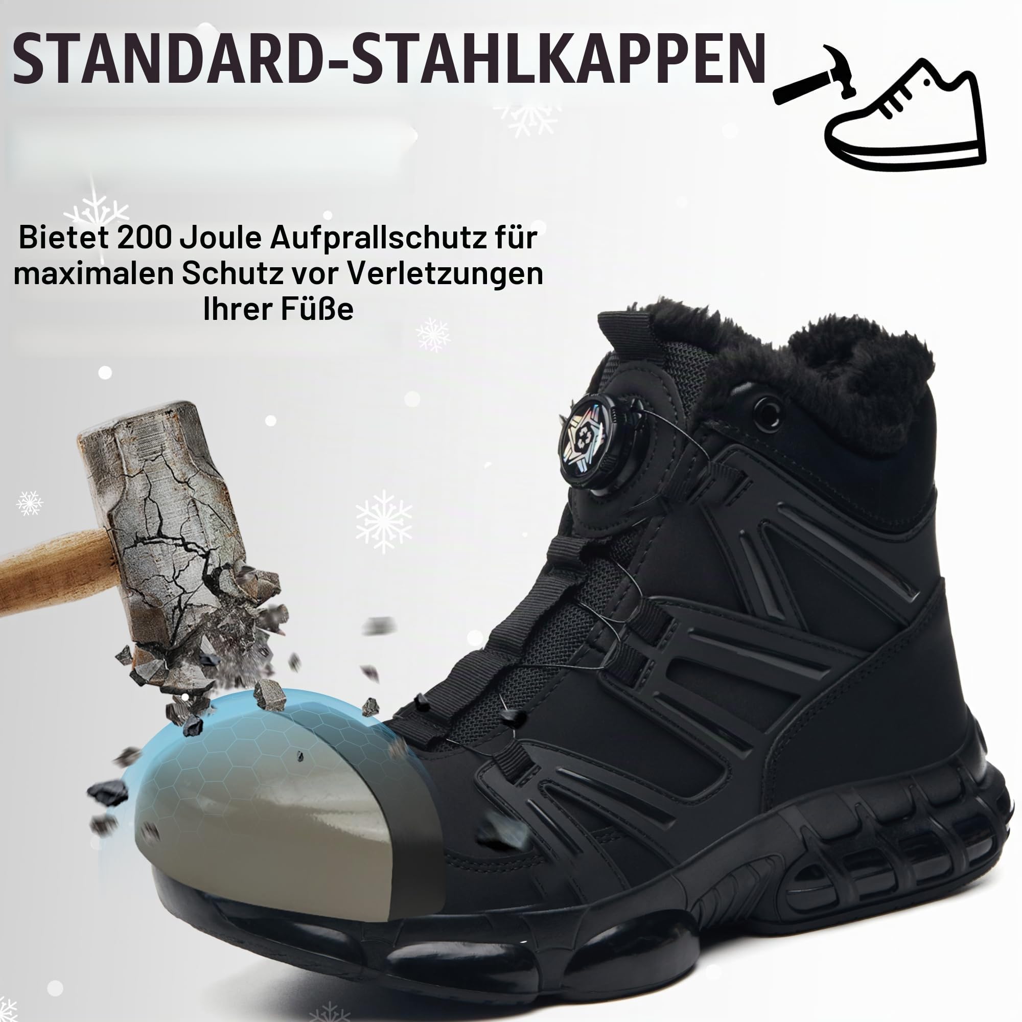 Arbeitsschuhe Winter Warm Sicherheitsstiefel Leicht Herren Damen