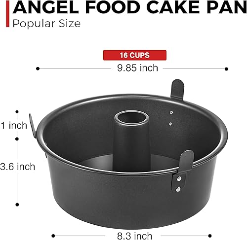 Miniatura 5 de HONGBAKE Molde antiadherente para pastel de ángel con parte inferior extraíble, moldes de tubo de 10 pulgadas para hornear pasteles de gasa, 16