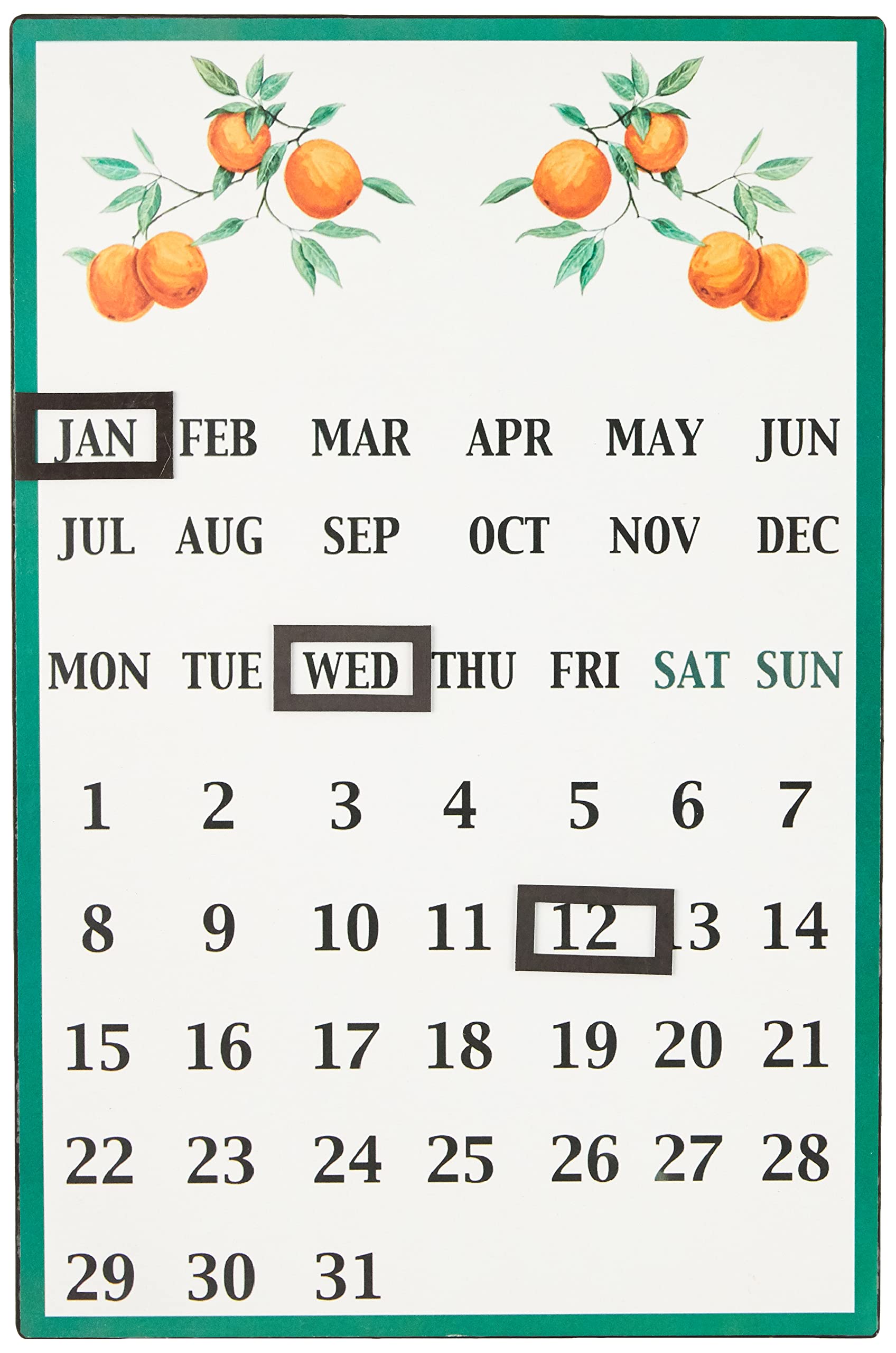 Orsina Orange Grove Magnetic Calendar - Metal - Reusable