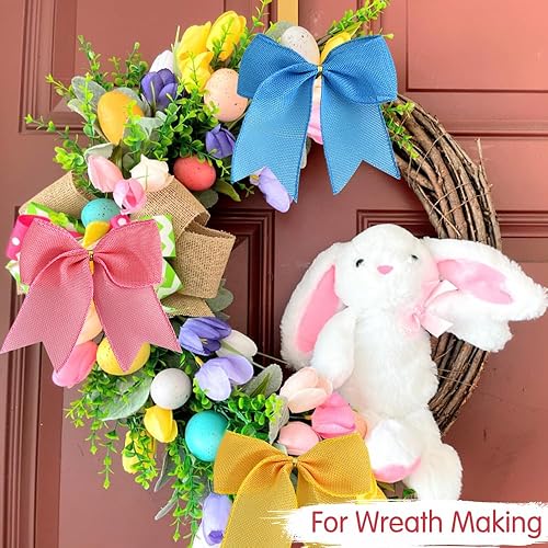 Miniatura 5 de TONIFUL Cinta de arpillera con alambre, cintas de arpillera sintética de 2.5 pulgadas, cinta de arpillera azul real para Navidad, decoración del