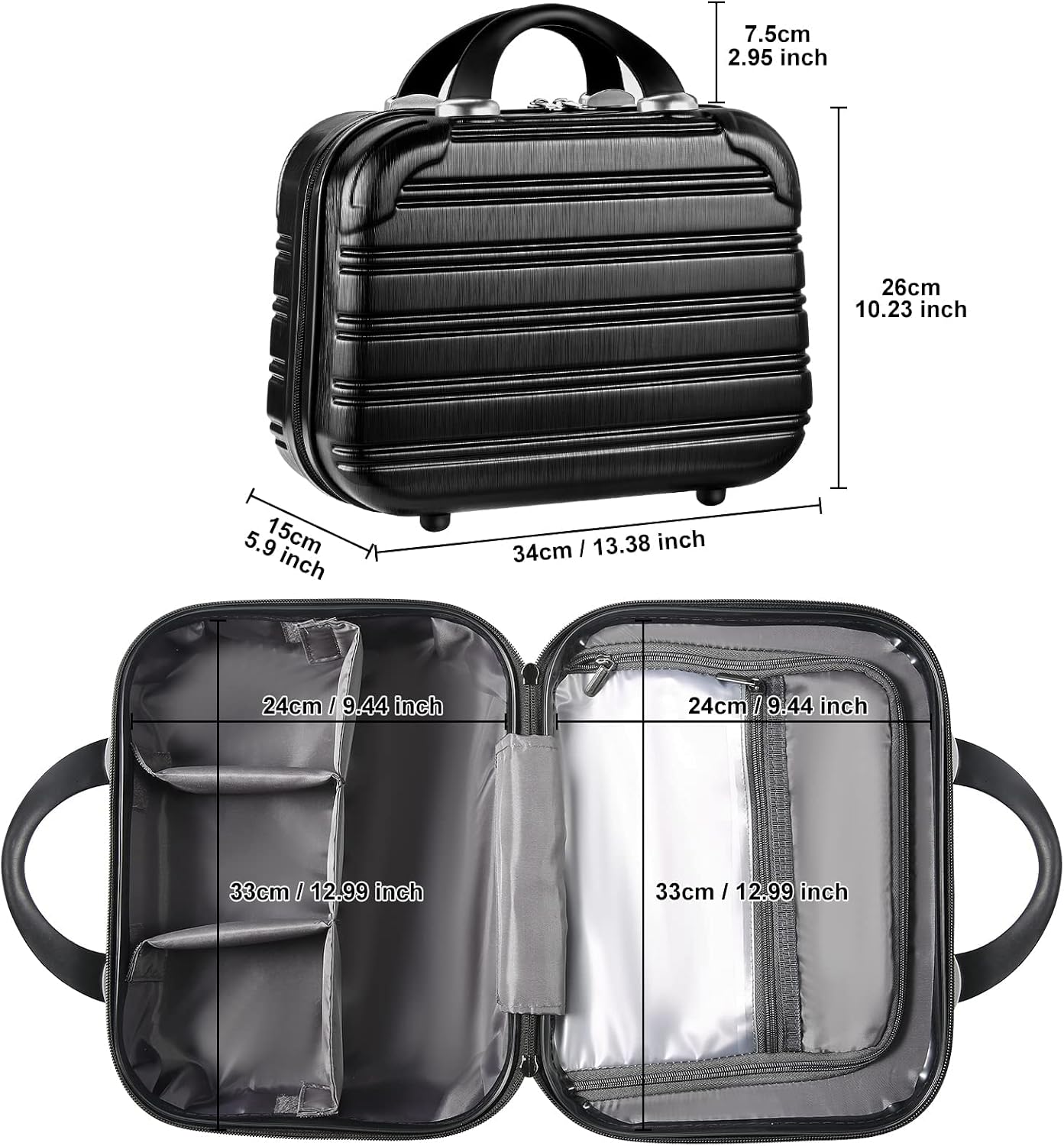 14 Inch Makeup Train Case Large Capacity Cosmetic Organizer Hardshell