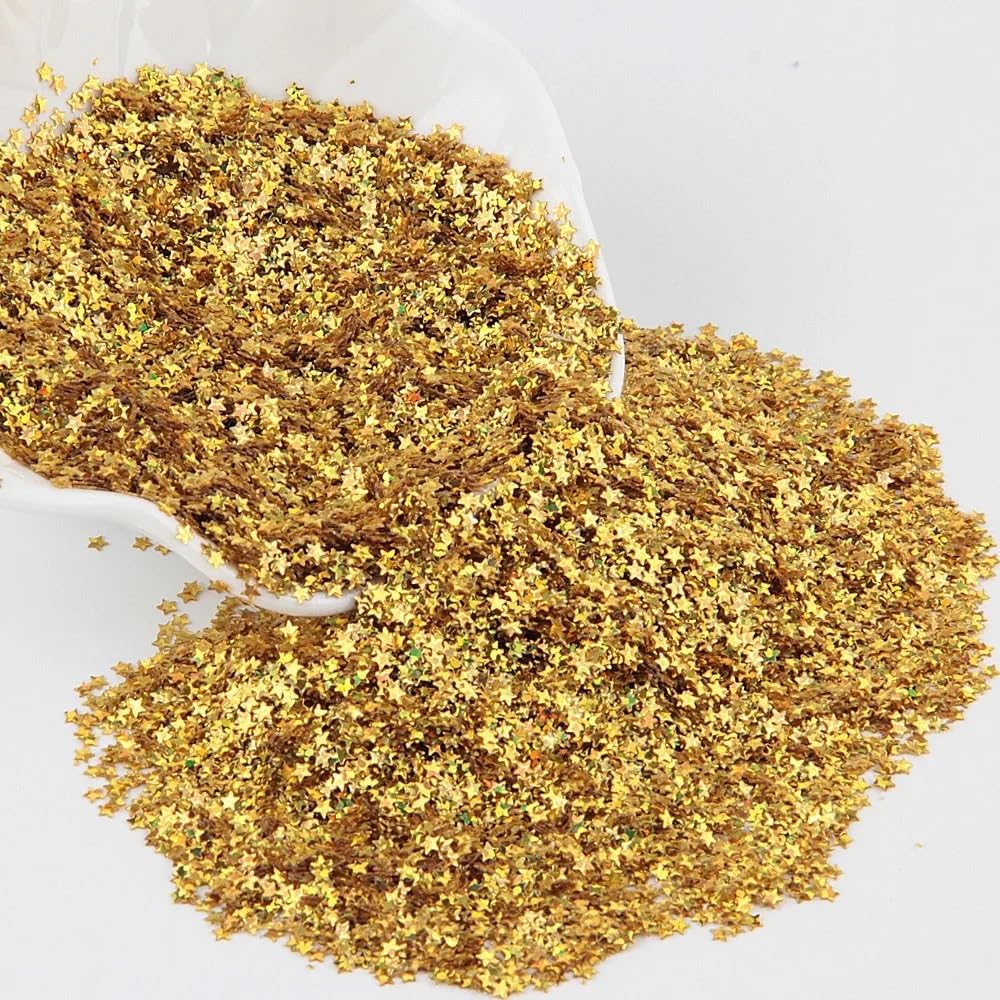 3mm Heart Star Shape Loose Sequins Suitable For DIY Wedding Decoration 10g(Star golden)