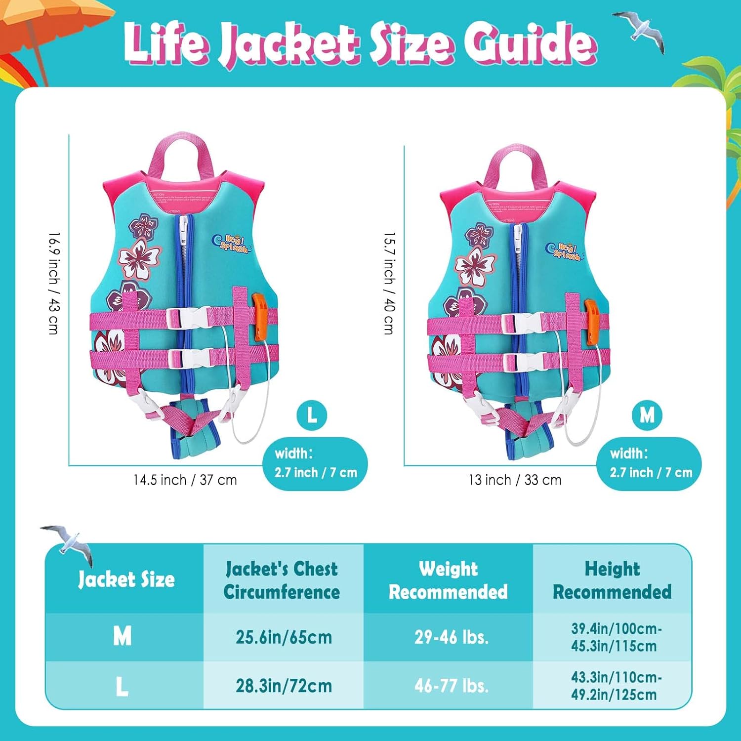 HeySplash Swim Vest for Kids&Mermaid Pool Float