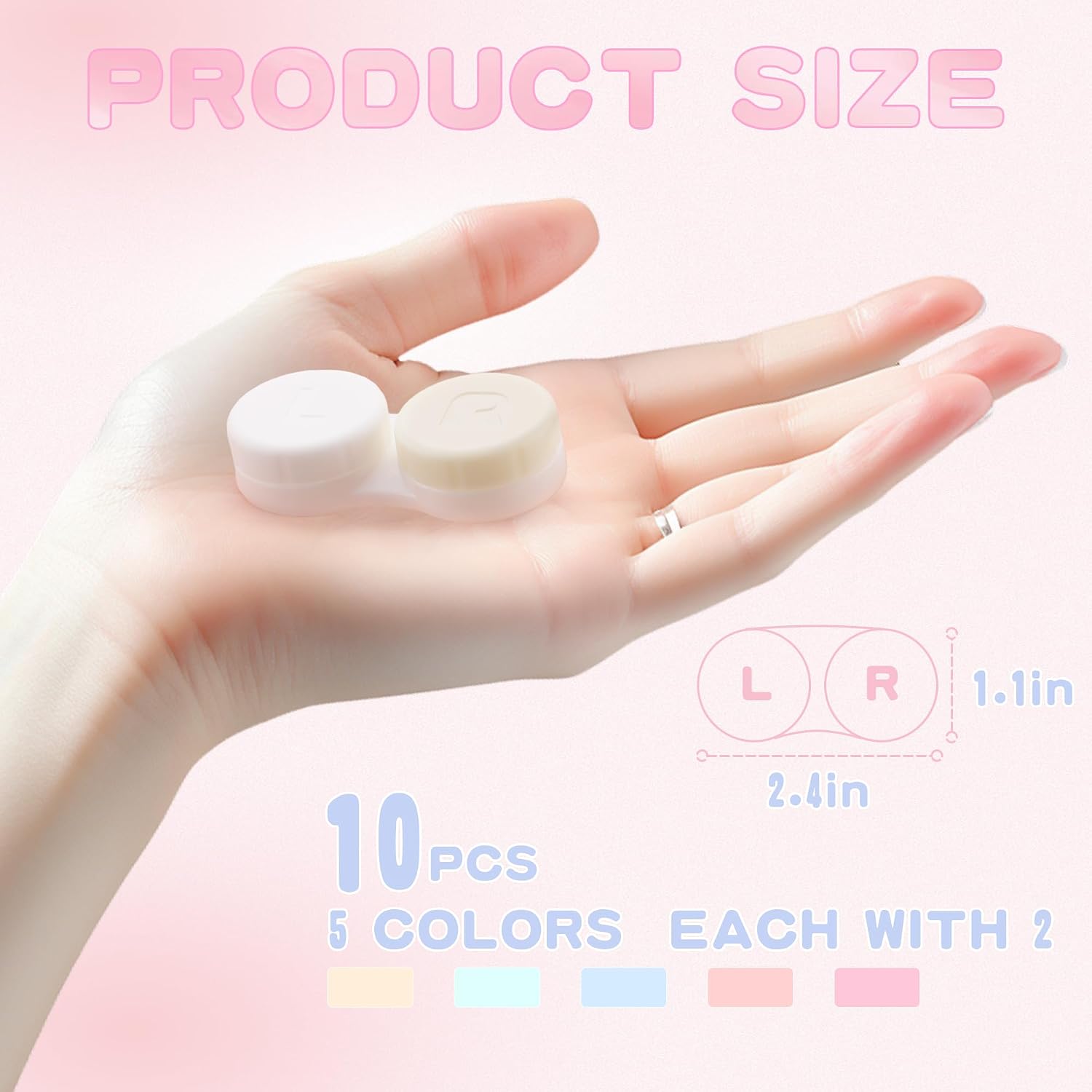 10 Pack Contact Lens Case Box, Mini Transparent Contact Cases Bulk in 5 colors, Colorful Bulk Box Holder Container Cute Contact Lenses Case Leak-proof, Eye Contact Case for Home and Travel