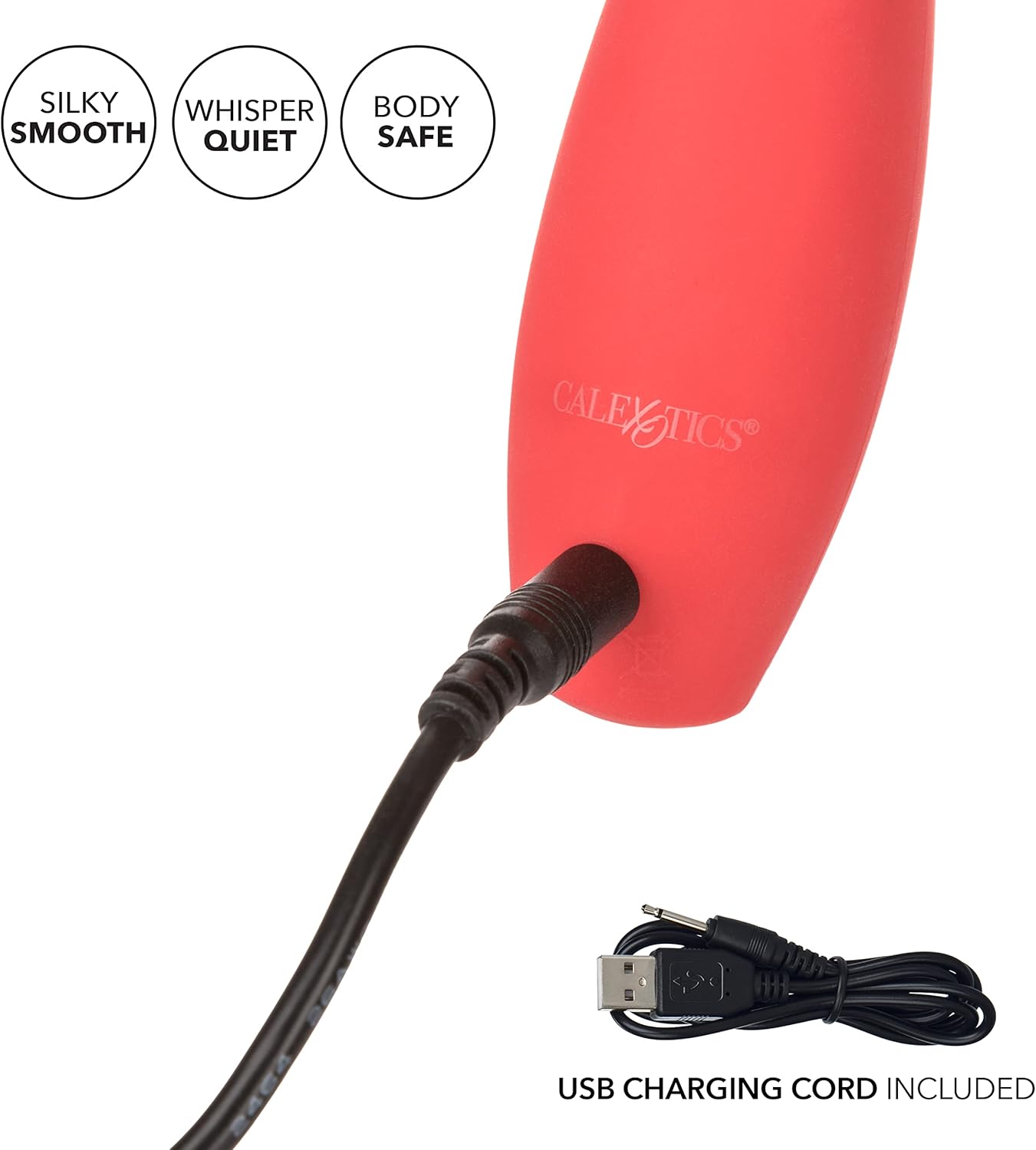 CalExotics Red Hot Spark - 10-Function Waterproof Vibrator – Rechargeable Silicone Compact Vibe – Adult Sex Massager for Couples - Red