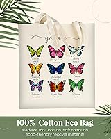 Vista 5 de AUSVKAI Bolsa de lona estética linda para mujeres, bolsa de comestibles universitaria, tela de algodón, para la playa, regalo