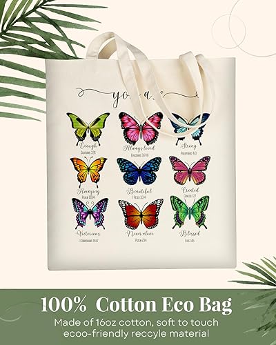 Miniatura 5 de AUSVKAI Bolsa de lona estética linda para mujeres, bolsa de comestibles universitaria, tela de algodón, para la playa, regalo