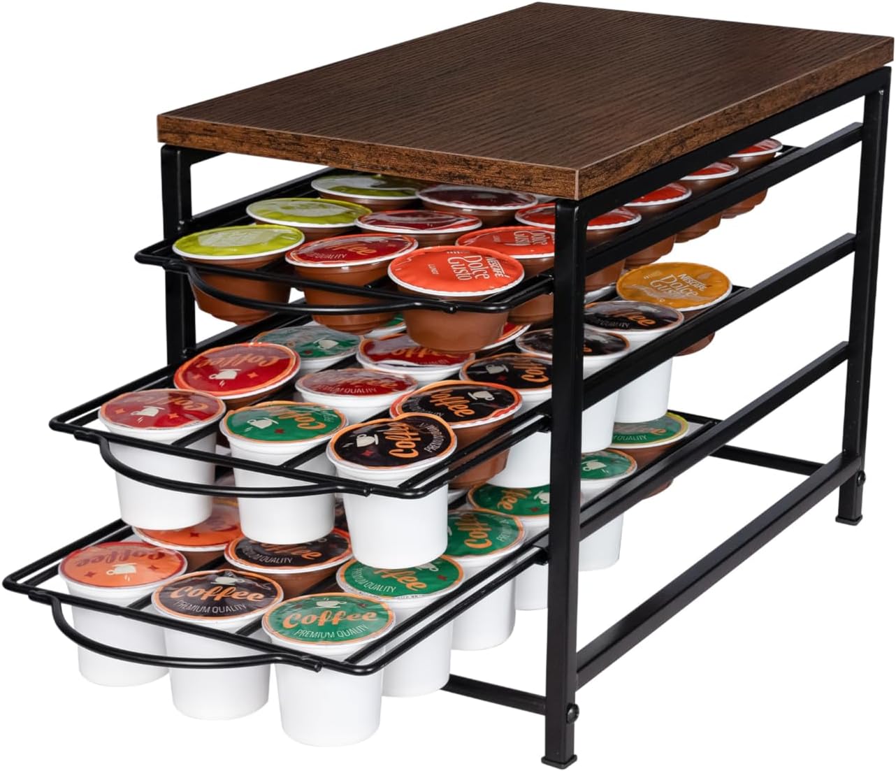 Coffee Pod Drawer Holder for K cup, 3tier Coffee Pod Drawer Organizer, No Assembly Required, K Cup Holder with 54 Capacity Capsule Pods. Suit for Home Office,Kitchen,Cafe Counter. (Black)