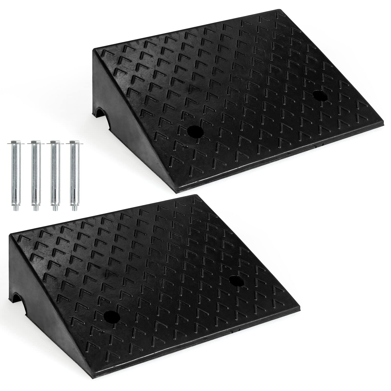 Buy COSTWAY 2PCS Rubber Kerb Ramps, Heavy Duty Curb Ramp Set with 4