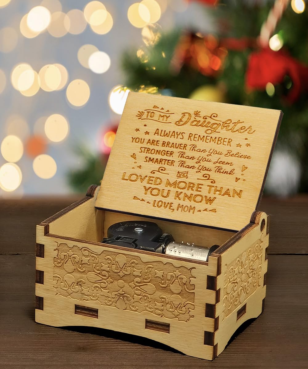 Boîte à Musique Manuelle Sooye Pour Maman - Mécanisme à Manivelle - Air "You Are My Sunshine" - Mini Boîte Vintage En Bois Gravé